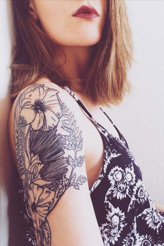 tatoo épaule bras femme