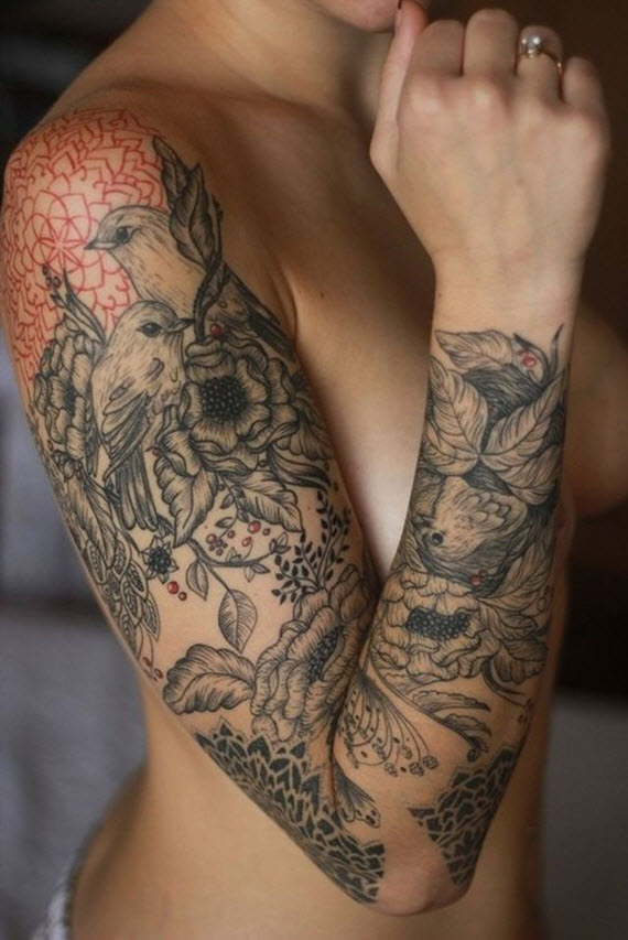 tatoo épaule bras femme
