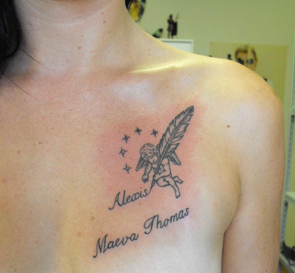 tatouage ange avec prénom