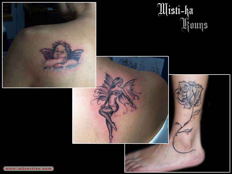 tatouage ange avec une rose