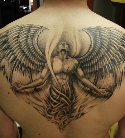 tatouage ange dos