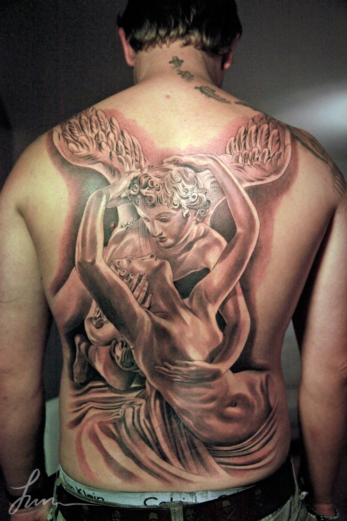 tatouage ange et rose