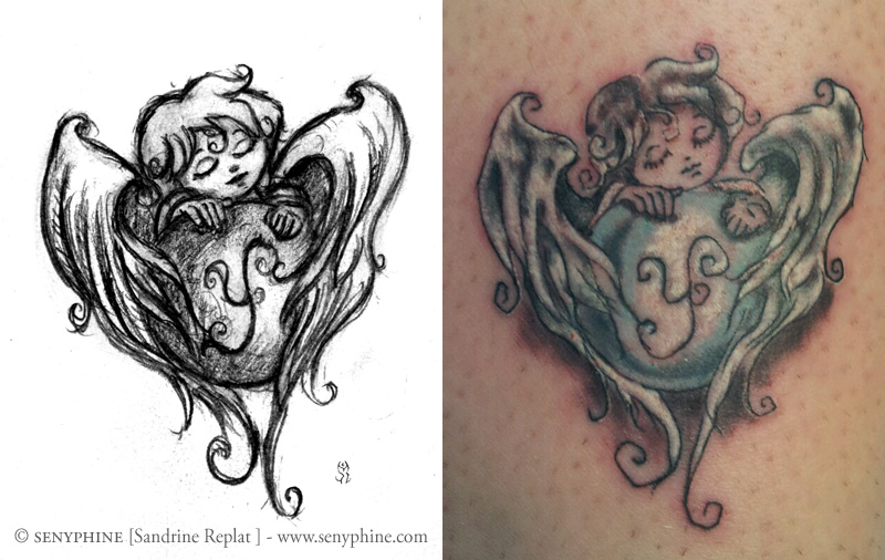 tatouage ange original