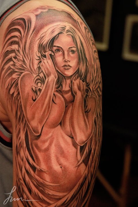 tatouage ange pin up