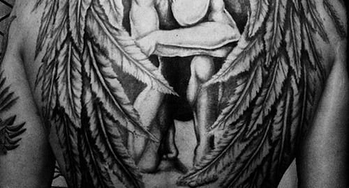 tatouage ange sur le dos