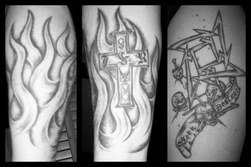 tatouage avant bras flamme