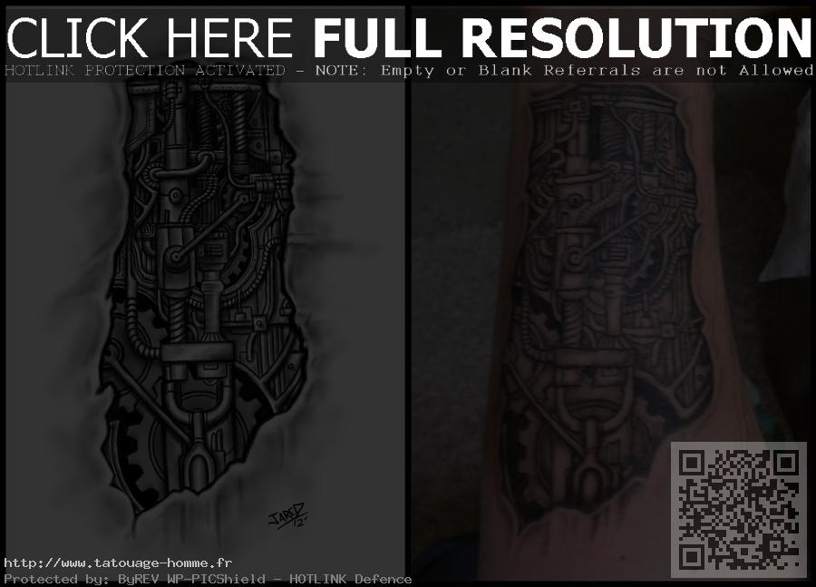 tatouage avant bras homme biomecanique
