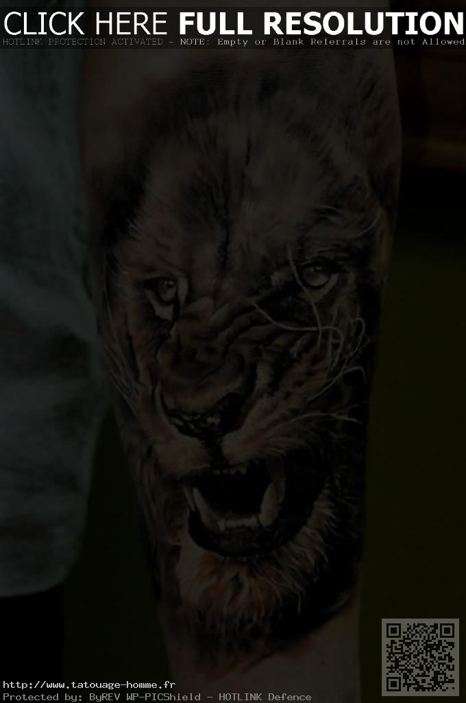 tatouage avant bras lion