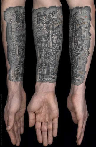 tatouage avant bras mecanique