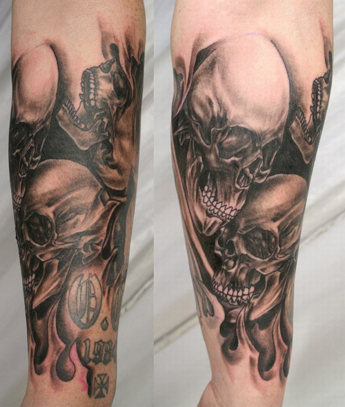 tatouage avant bras tête de mort