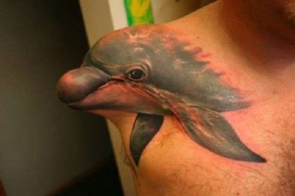 tatouage dauphin omoplate