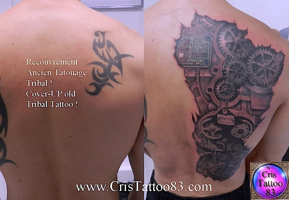 tatouage de recouvrement omoplate