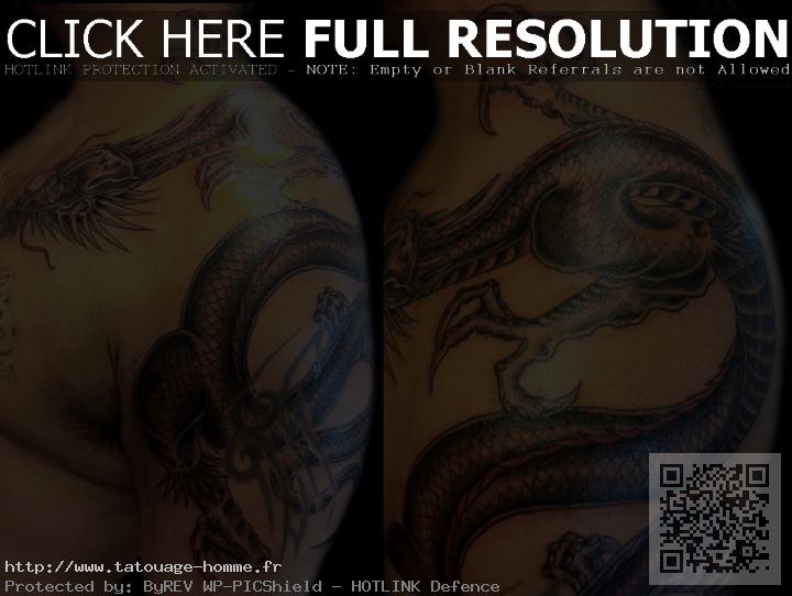 tatouage épaule homme dragon