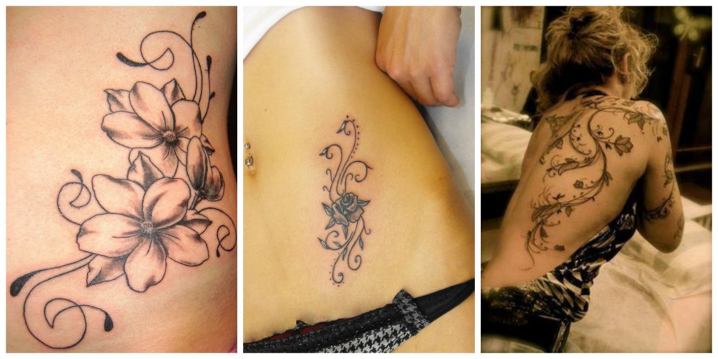 tatouage fleur et arabesque