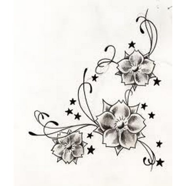 tatouage fleur et etoile