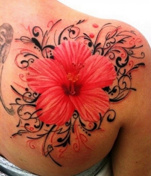 tatouage fleur rouge