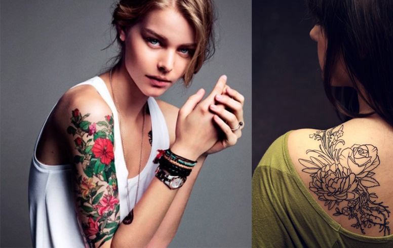 tatouage fleur vintage