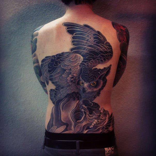 tatouage hibou japonais