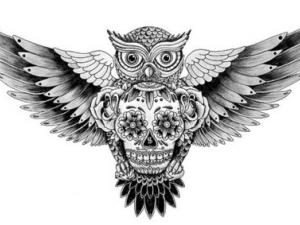 tatouage hibou tête de mort