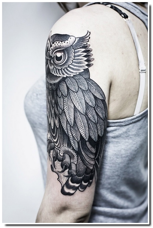 tatouage hibou tête de mort