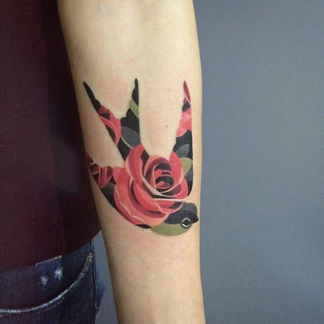 tatouage hirondelle avant bras