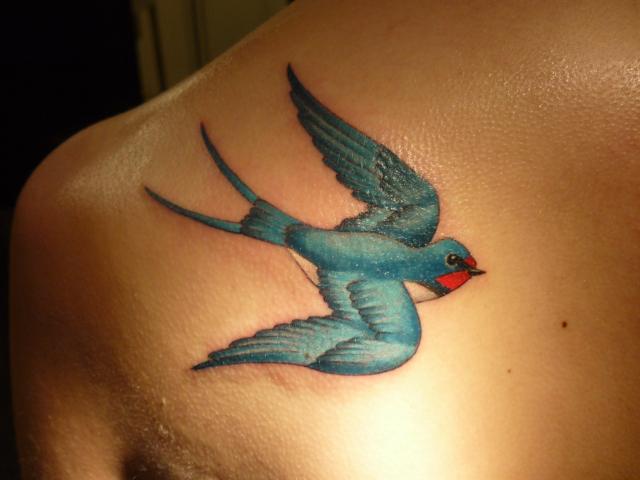 tatouage hirondelle bleu
