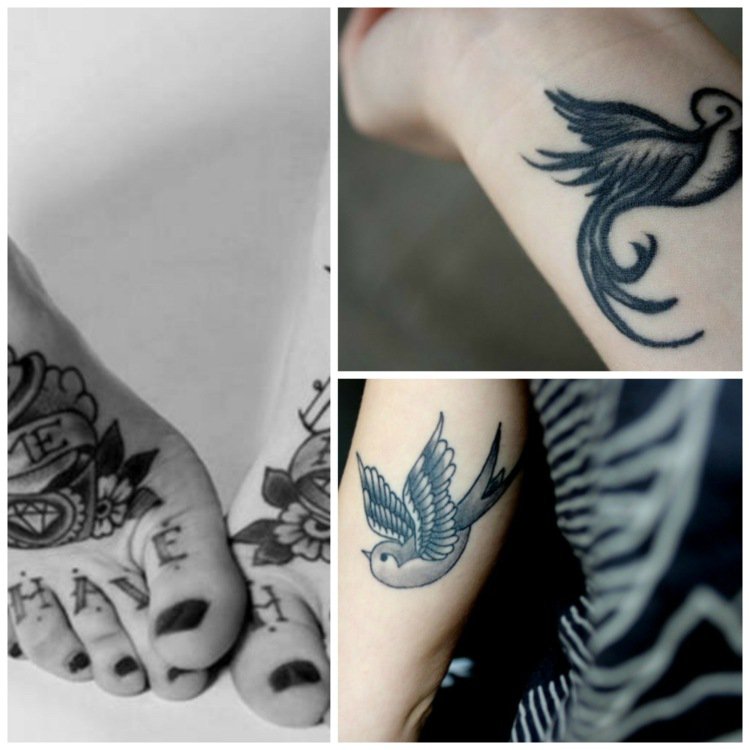 tatouage hirondelle cheville
