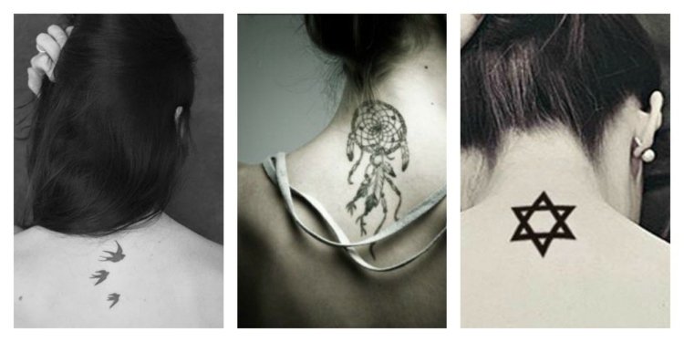 tatouage hirondelle dans la nuque