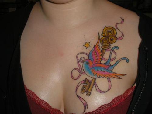 tatouage hirondelle et cerise