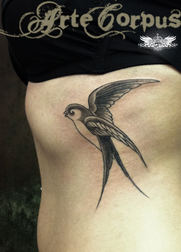 tatouage hirondelle flanc