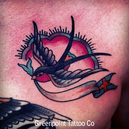 tatouage hirondelle old school