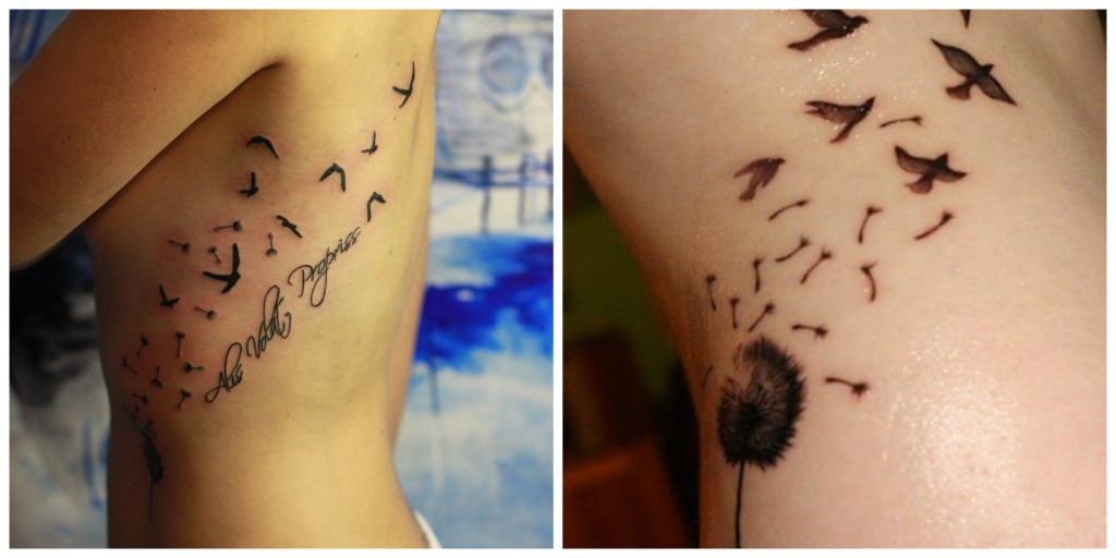 tatouage hirondelle pissenlit
