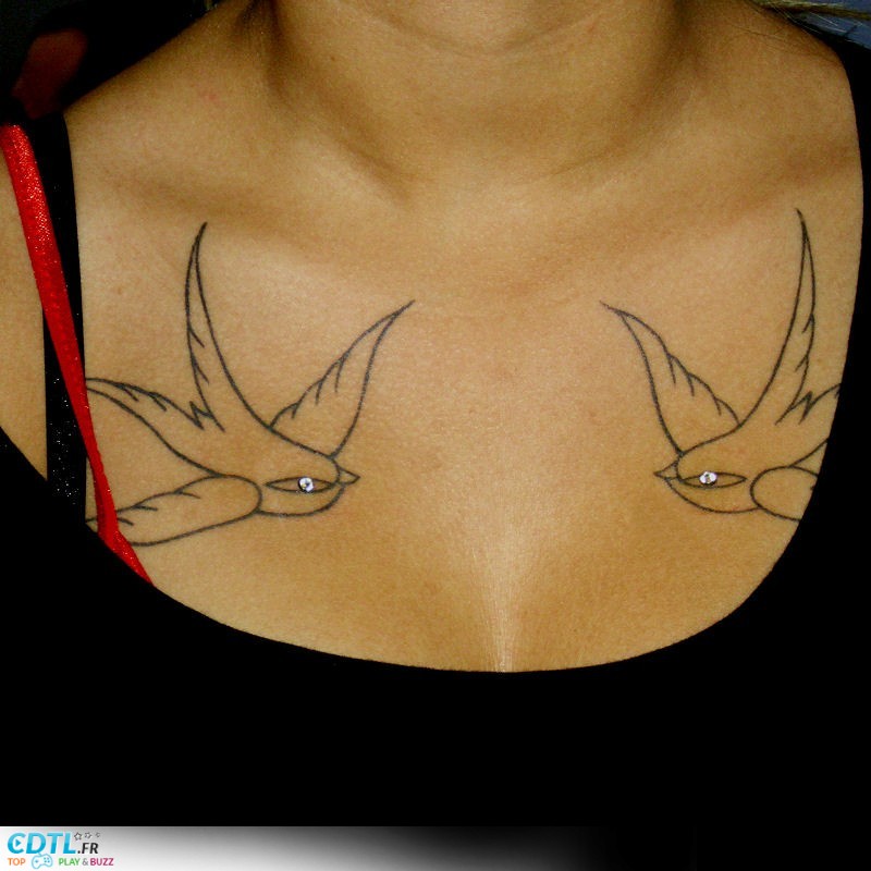 tatouage hirondelle torse