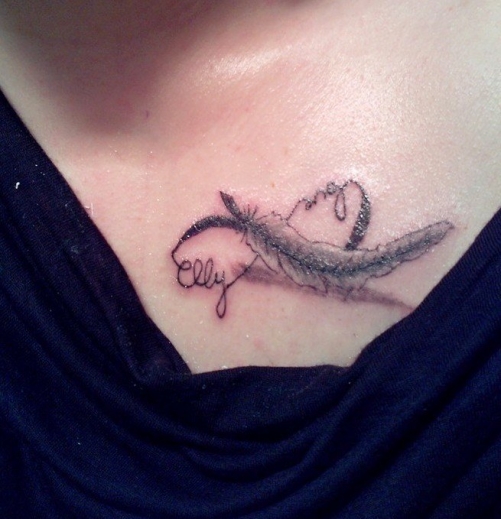 tatouage infini et plume