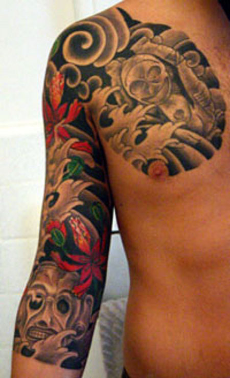 tatouage japonais fleur homme