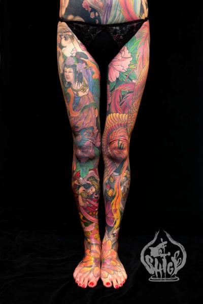 tatouage japonais jambe