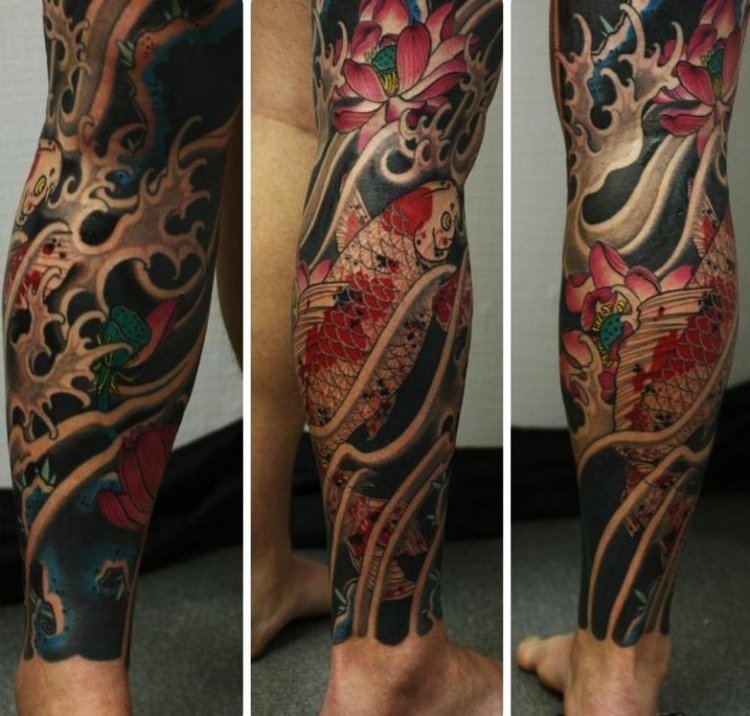 tatouage japonais mollet