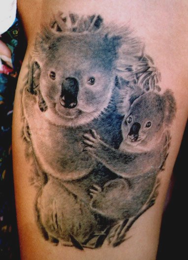 tatouage koala fleur