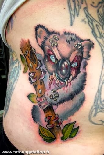 tatouage koala fleur