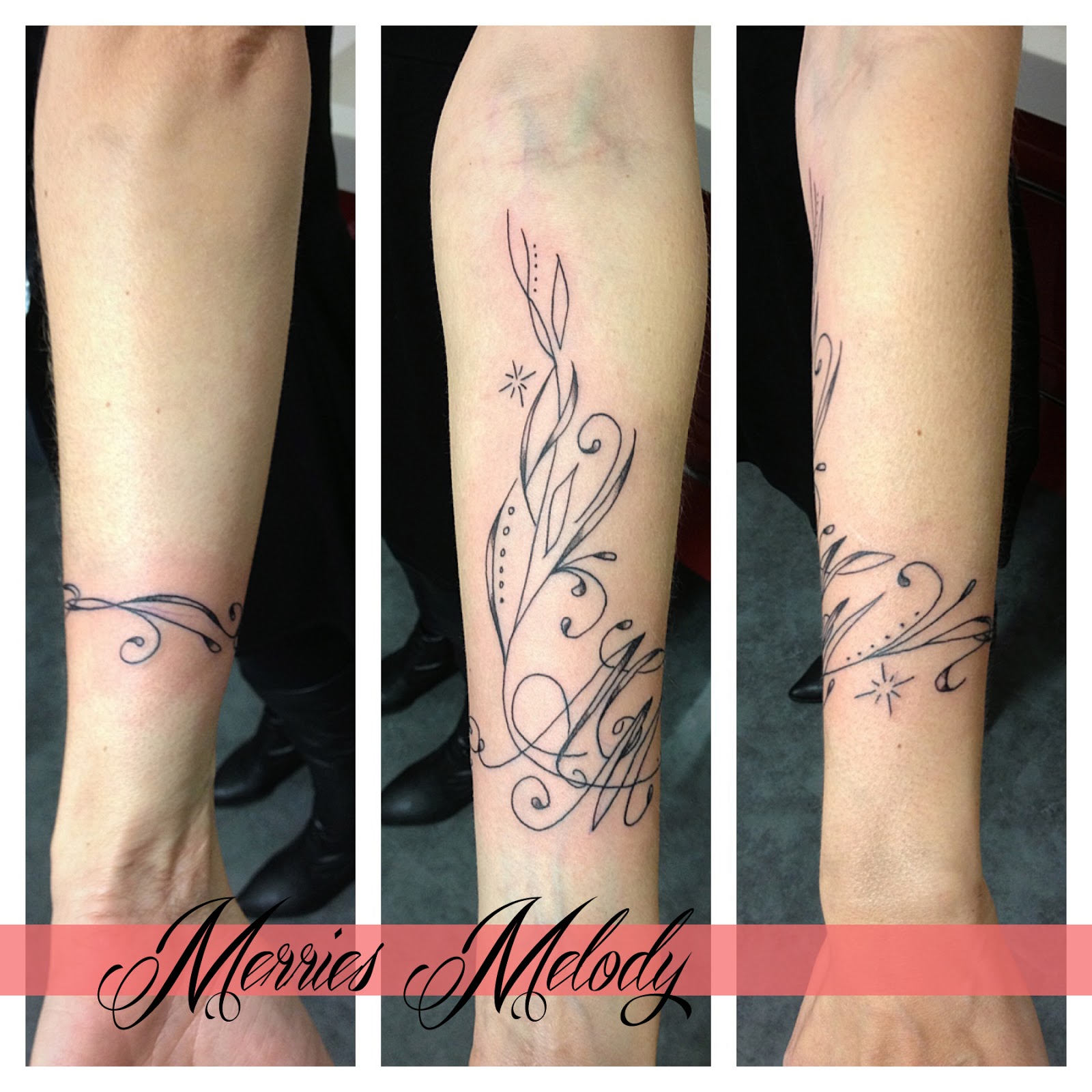 tatouage lettre gothique mollet