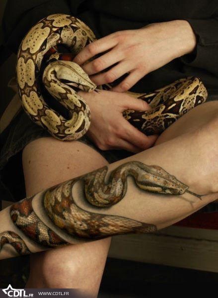 tatouage mollet homme serpent