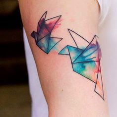 tatouage oiseau origami