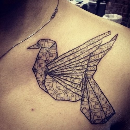 tatouage oiseau origami