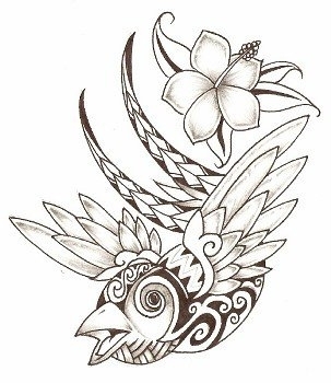 tatouage oiseau polynésien