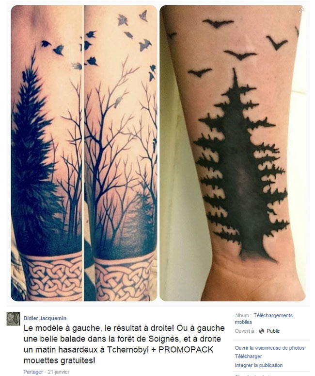 tatouage oiseau raté