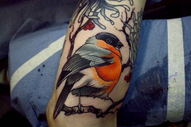 tatouage oiseau rouge gorge