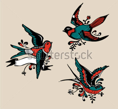 tatouage oiseau vintage