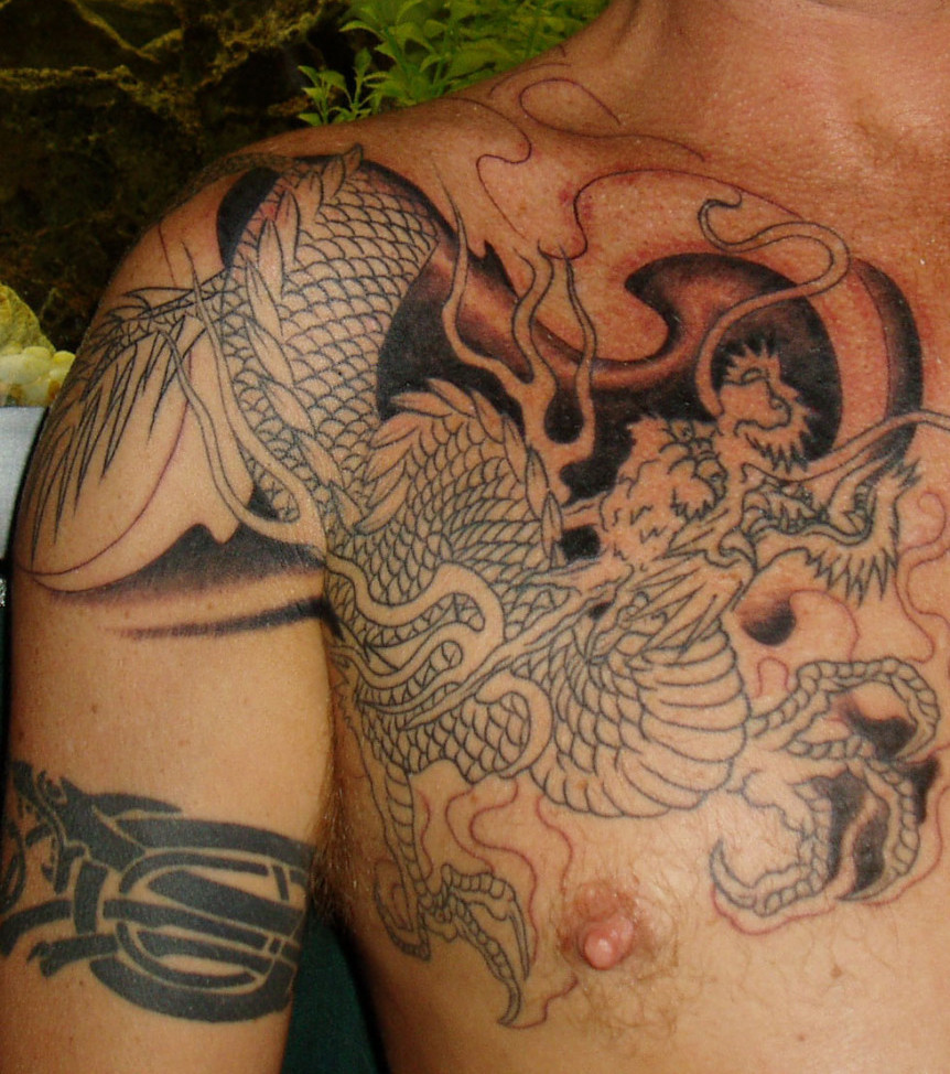 tatouage phoenix pectoraux