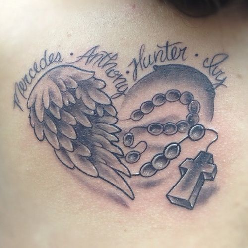 tatouage prenom avec un ange