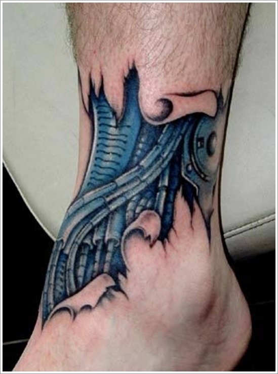tattoo biomecanique jambe